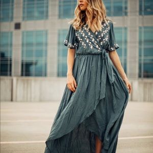 Piper and Scoot Parklan Embroidered Wrap Dress